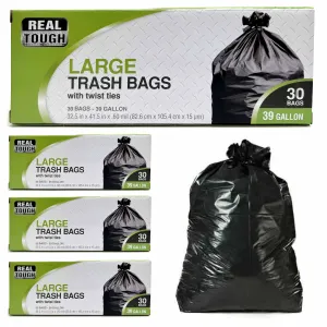 120 Ct Large Multi-Use Trash Bags Strong Lawn Leaf Heavy Duty Garbage 39 Gallon
