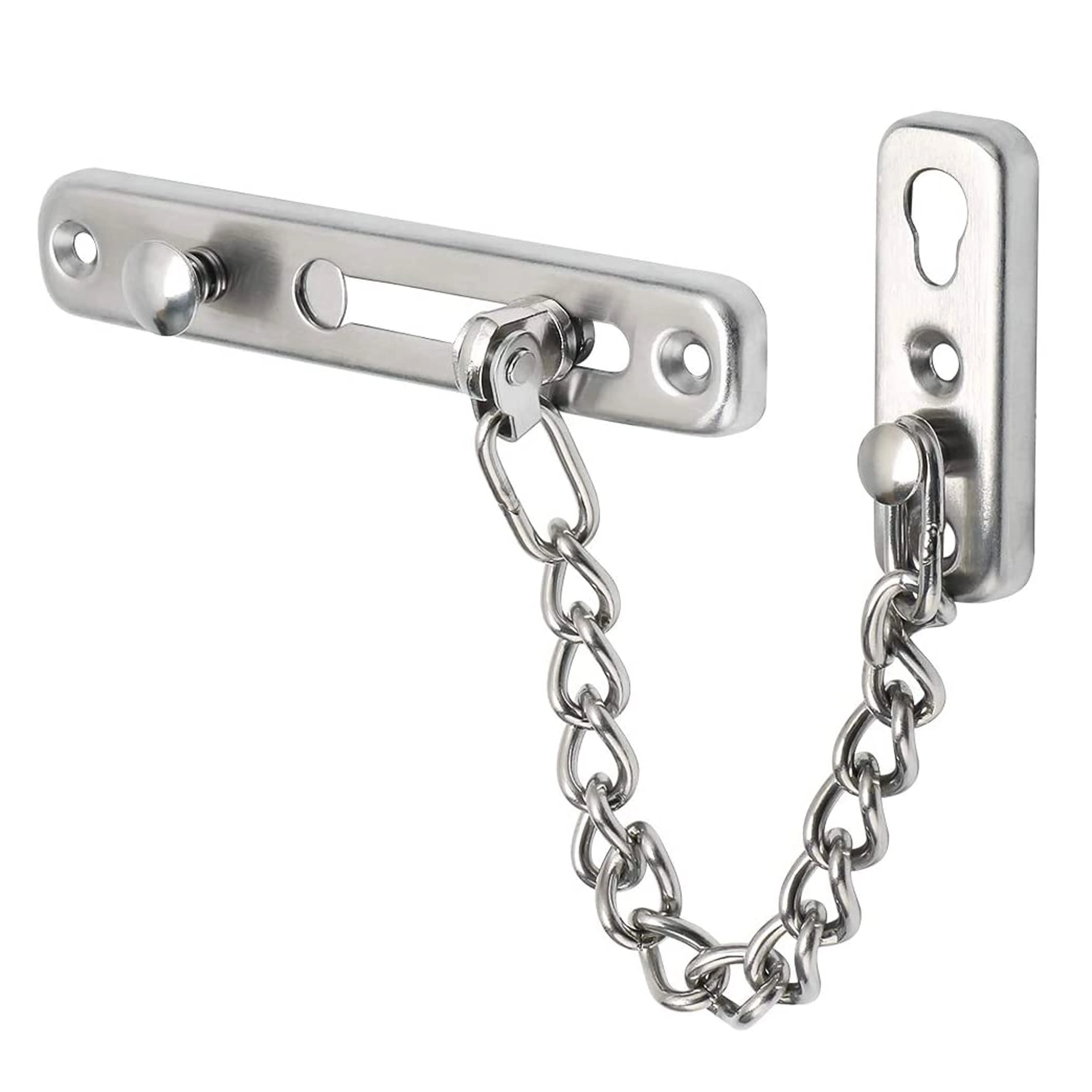 4 Pc Silver Door Guard Chain Bolt Latch Slide Lock Home Security Steel Hardware