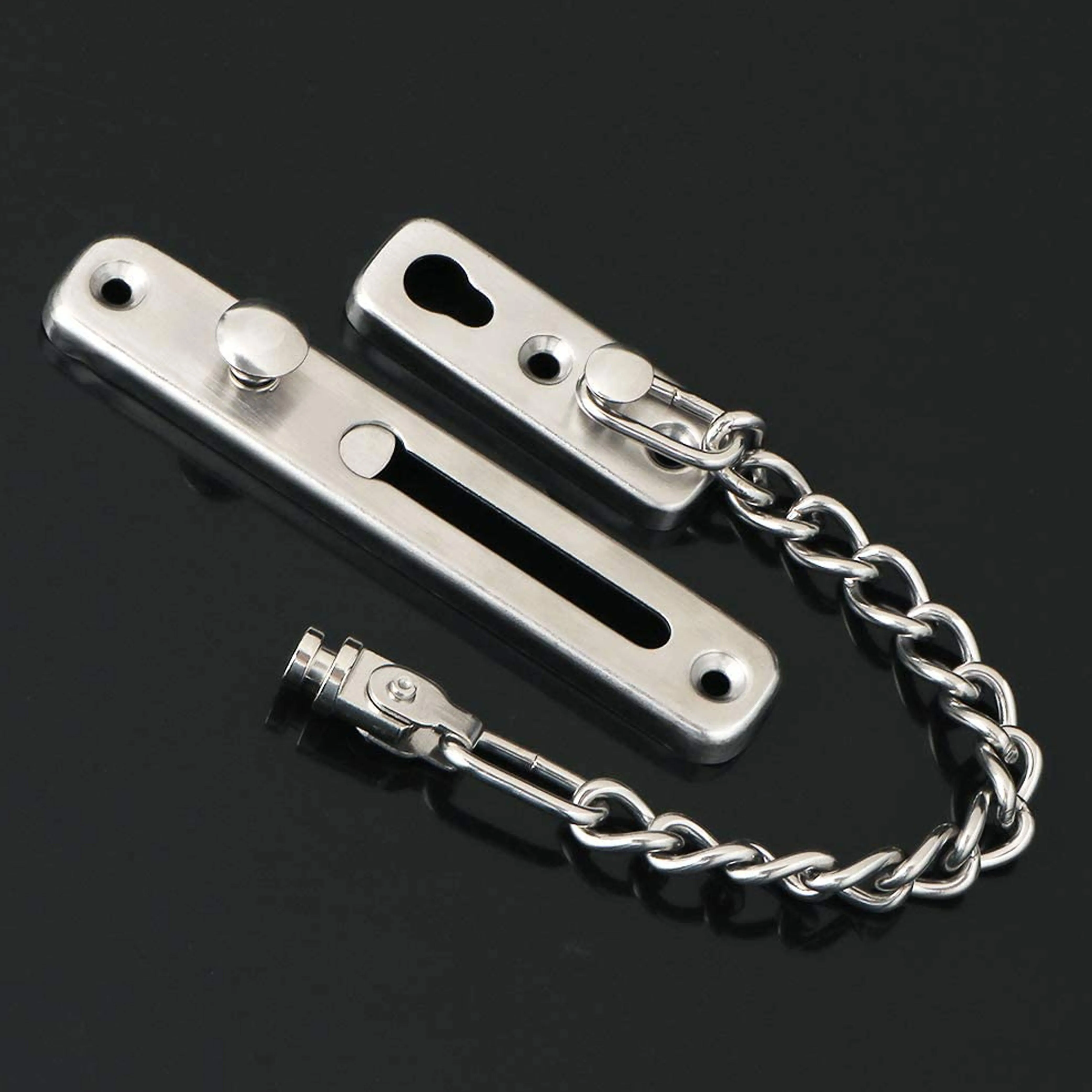 4 Pc Silver Door Guard Chain Bolt Latch Slide Lock Home Security Steel Hardware