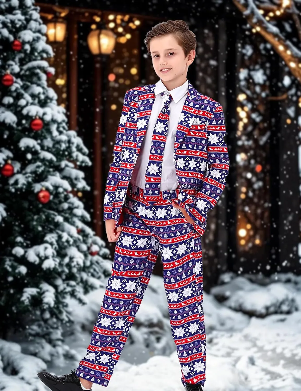 A&J DESIGN Boys Funny Print Suit for 6-16 Years