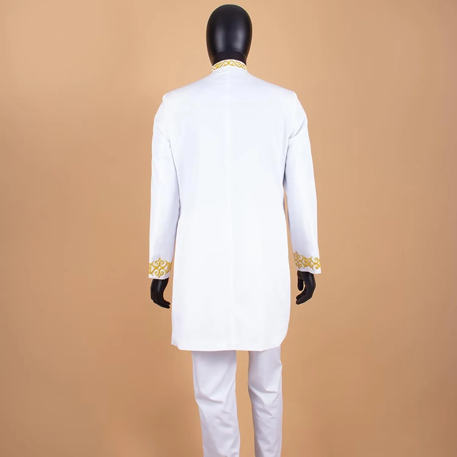 African Suits for Men Slim Fit 2 Piece Suits Formal Wedding Prom Suit Embroidery Chain Blazer Pants Set