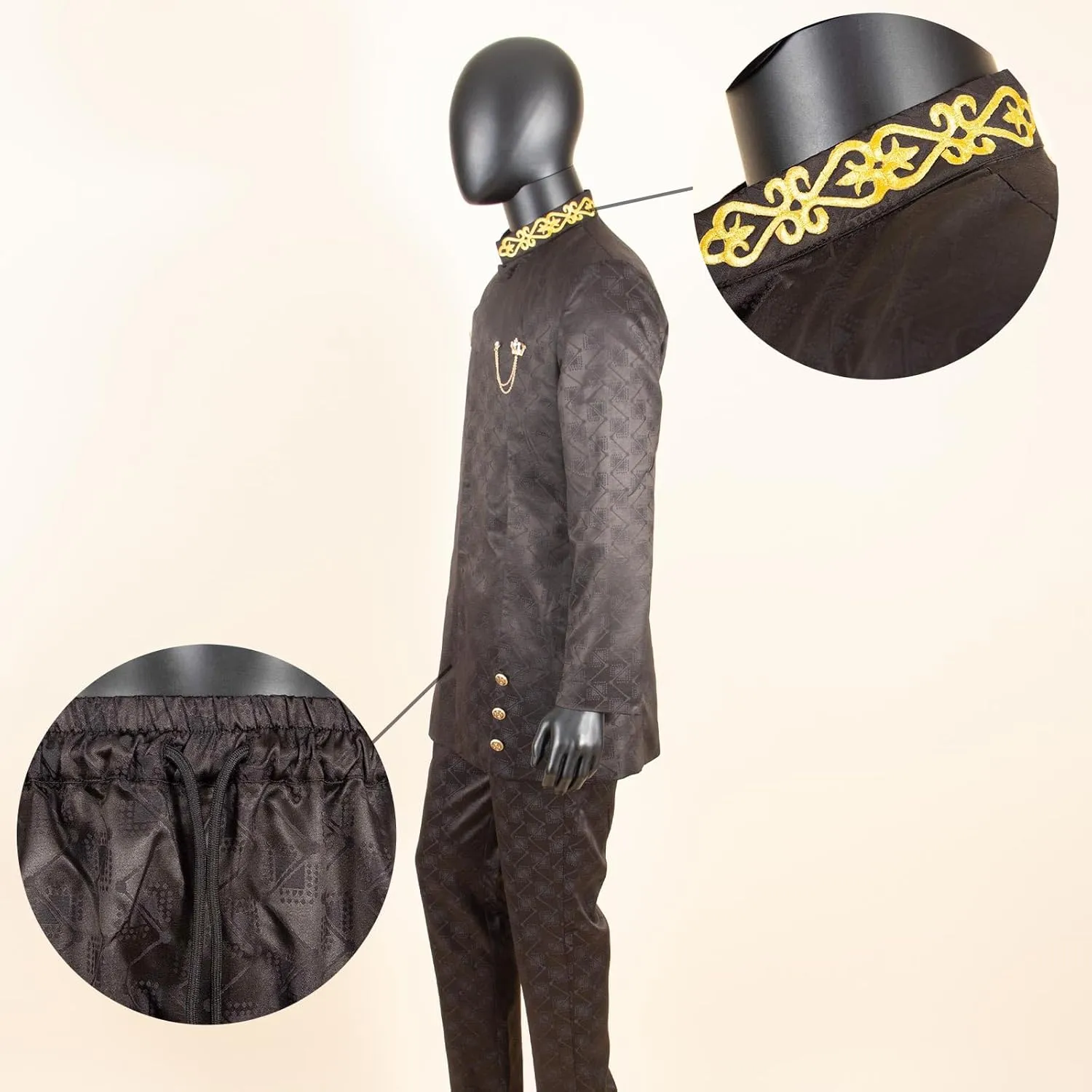 African Suits for Men Slim Fit Formal Blazer Pants 2 Piece Set Designed Wedding Dashiki Outfits