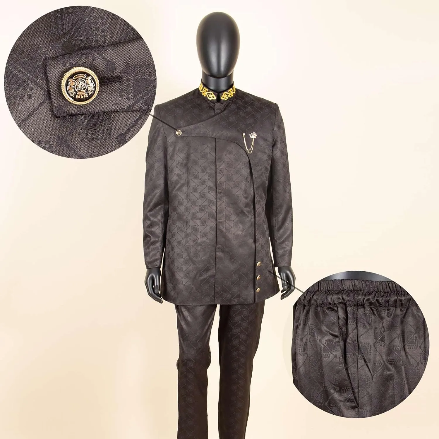 African Suits for Men Slim Fit Formal Blazer Pants 2 Piece Set Designed Wedding Dashiki Outfits