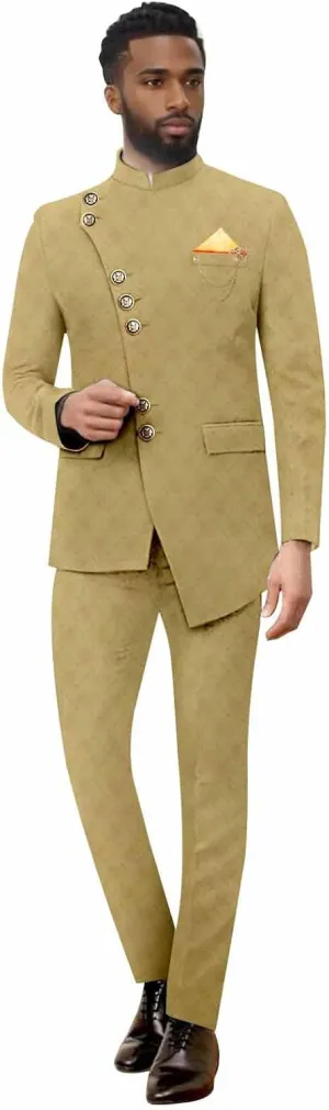 African Suits for Men Slim Fit Single Breasted Brooch Blazer and Pants Set Formal Suit Dashiki Outfits