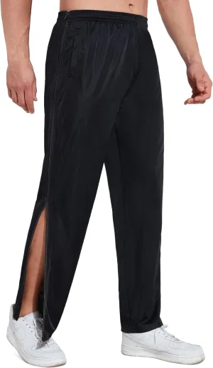 AIFARLD Tear Away Pants for Men Side Zippers Mens Sweatpants with Pockets for Basketball Knee/Leg Post-Surgery