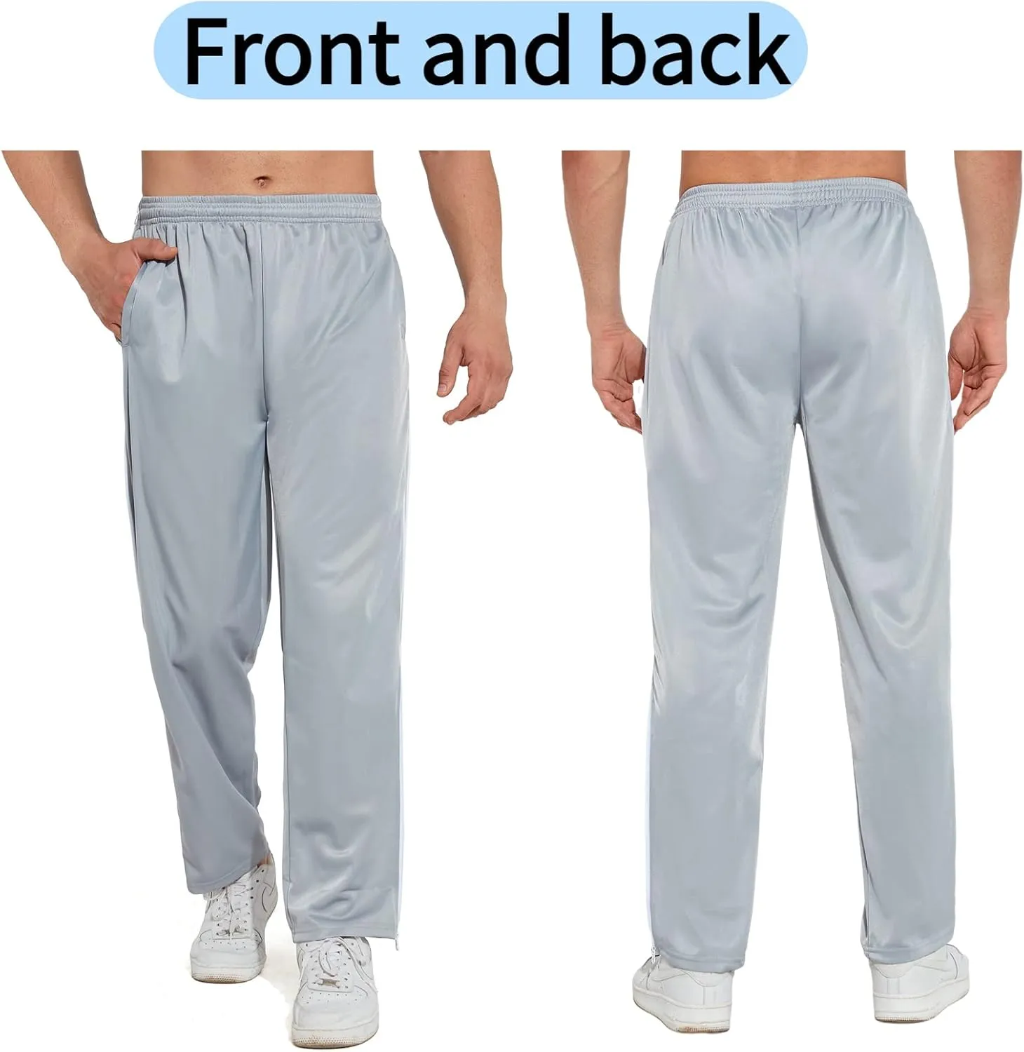 AIFARLD Tear Away Pants for Men Side Zippers Mens Sweatpants with Pockets for Basketball Knee/Leg Post-Surgery
