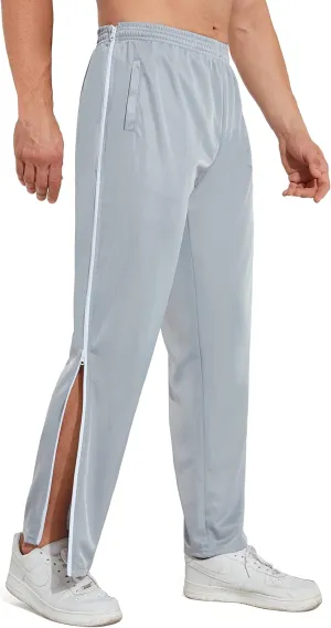 AIFARLD Tear Away Pants for Men Side Zippers Mens Sweatpants with Pockets for Basketball Knee/Leg Post-Surgery