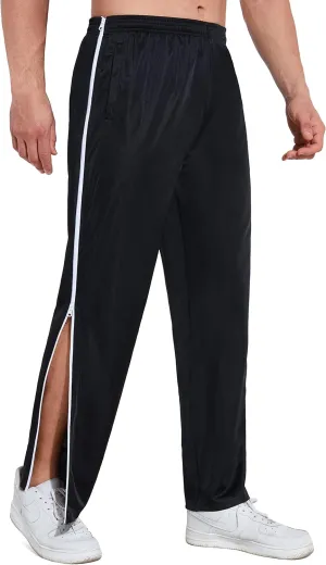 AIFARLD Tear Away Pants for Men Side Zippers Mens Sweatpants with Pockets for Basketball Knee/Leg Post-Surgery