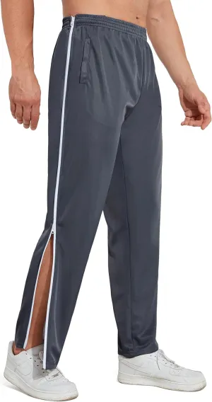 AIFARLD Tear Away Pants for Men Side Zippers Mens Sweatpants with Pockets for Basketball Knee/Leg Post-Surgery