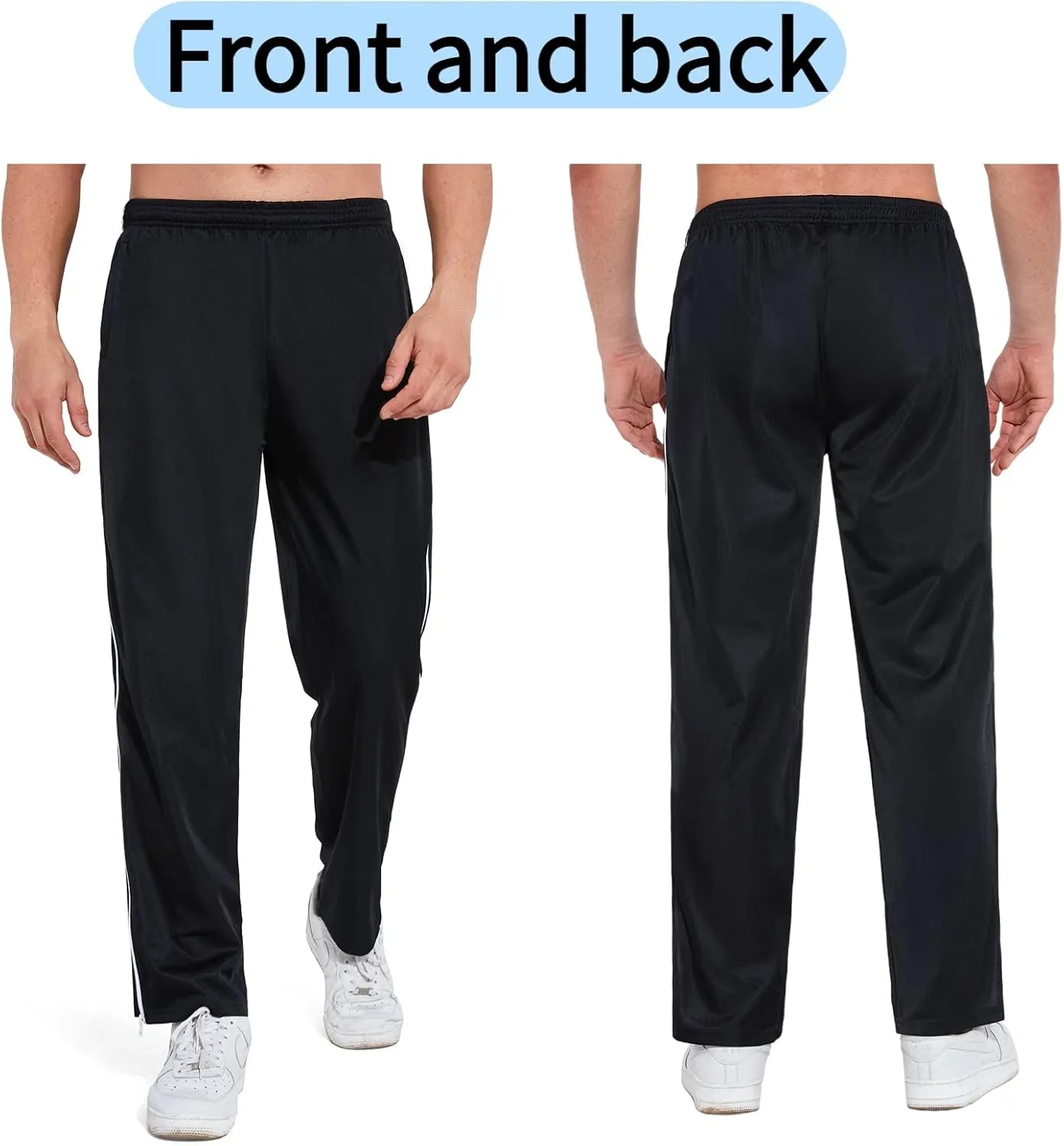 AIFARLD Tear Away Pants for Men Side Zippers Mens Sweatpants with Pockets for Basketball Knee/Leg Post-Surgery