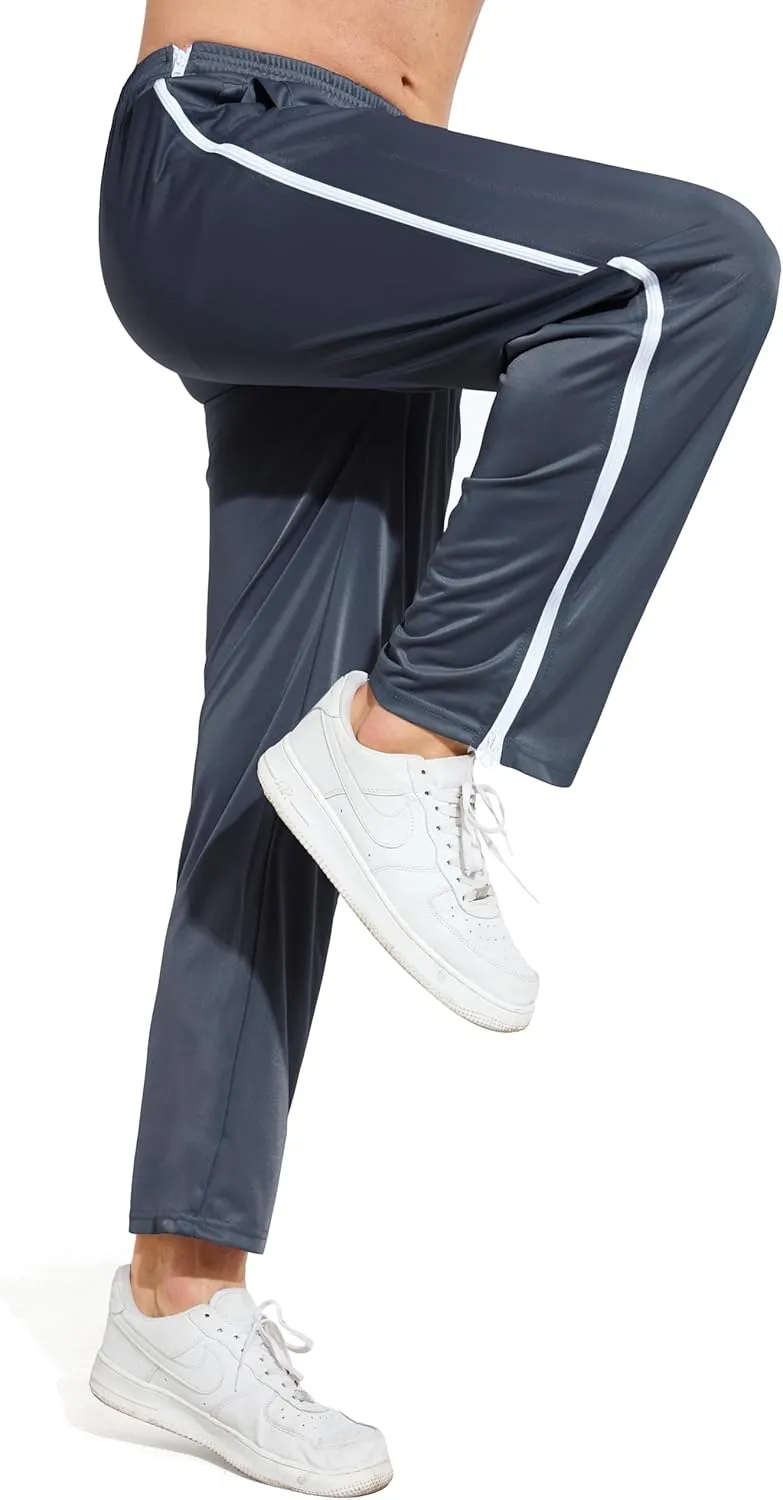 AIFARLD Tear Away Pants for Men Side Zippers Mens Sweatpants with Pockets for Basketball Knee/Leg Post-Surgery
