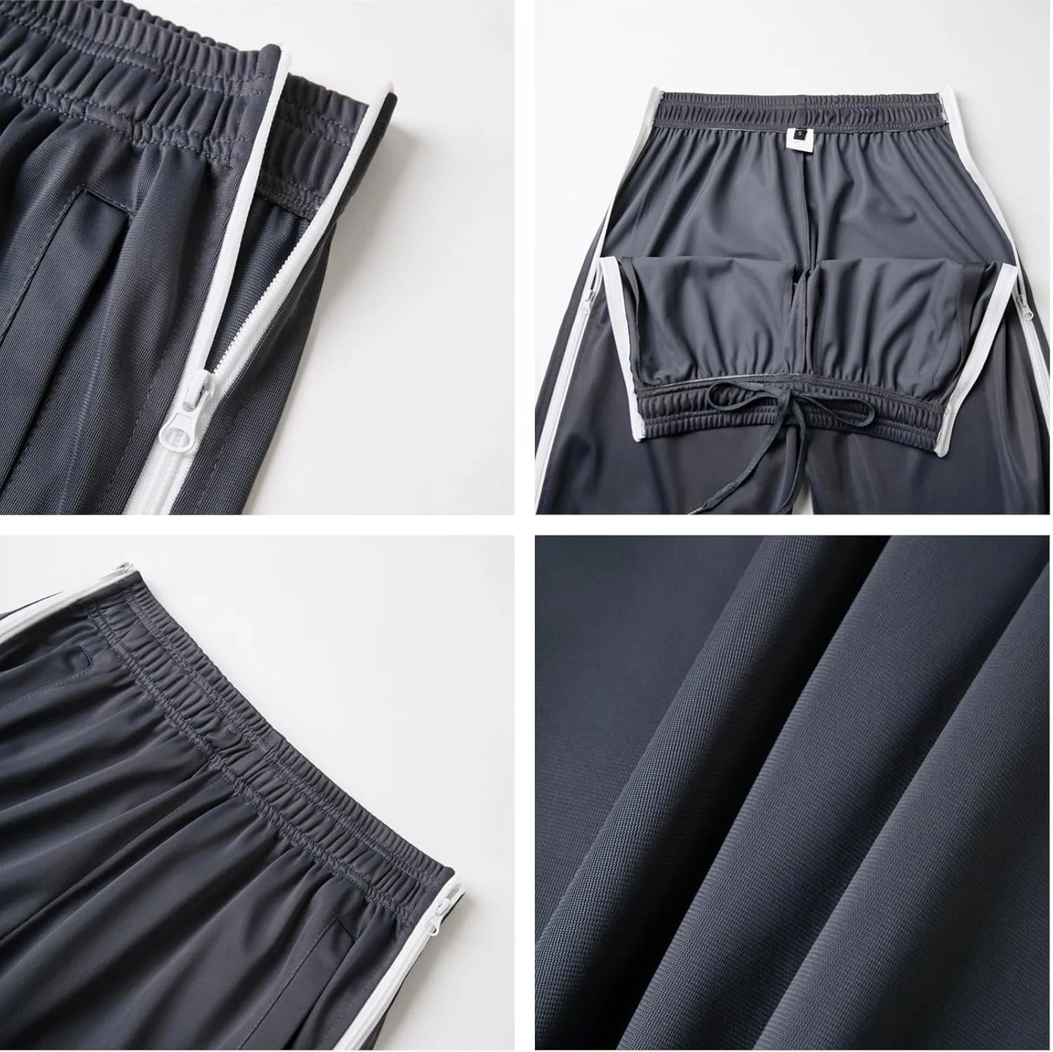 AIFARLD Tear Away Pants for Men Side Zippers Mens Sweatpants with Pockets for Basketball Knee/Leg Post-Surgery