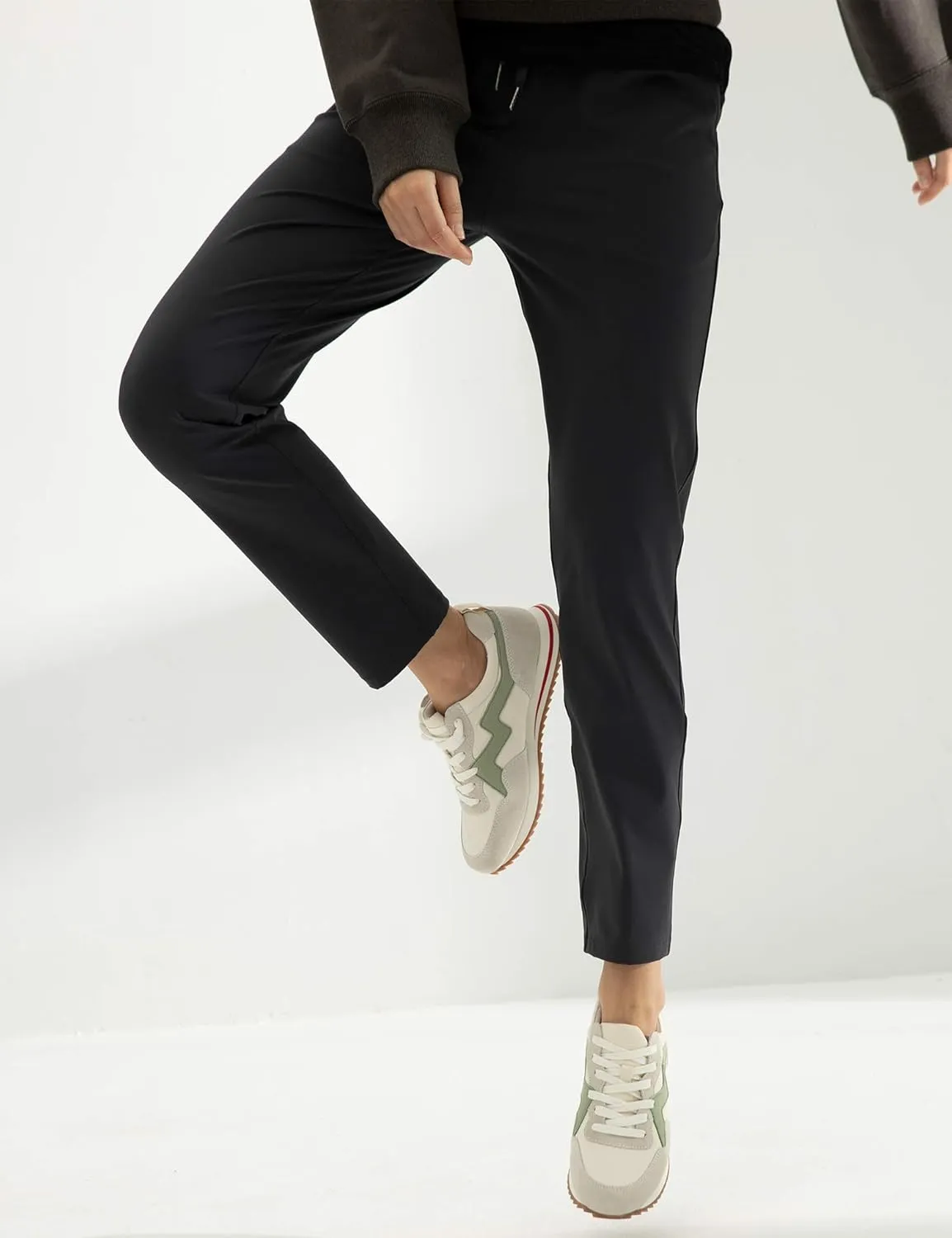 AJISAI Petite/Regular Women's 7/8 Joggers Travel Pants with Pockets Lounge Casual Stretch Workout Pants