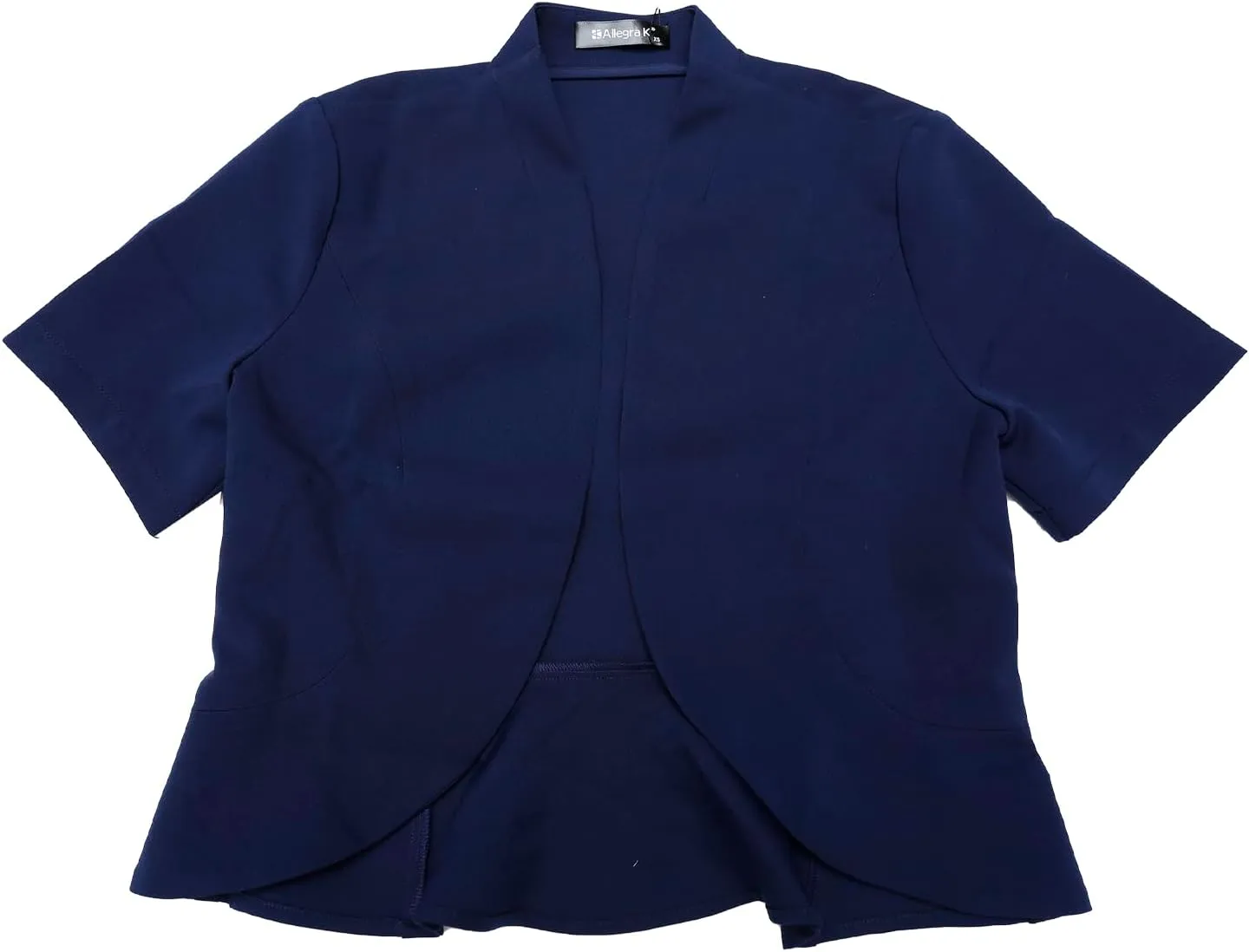 Allegra K Casual Business Cropped Blazer for Women's Short Sleeve Collarless Open Front Cardigan Work Jacket Shrug