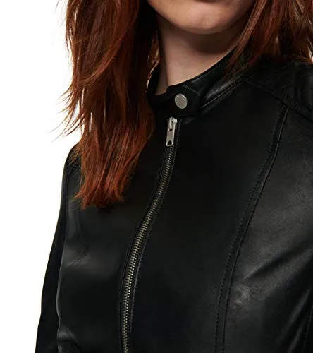 Andrew Marc Women's Slim Fitting Leather Jacket, Bordeaux, X-Small