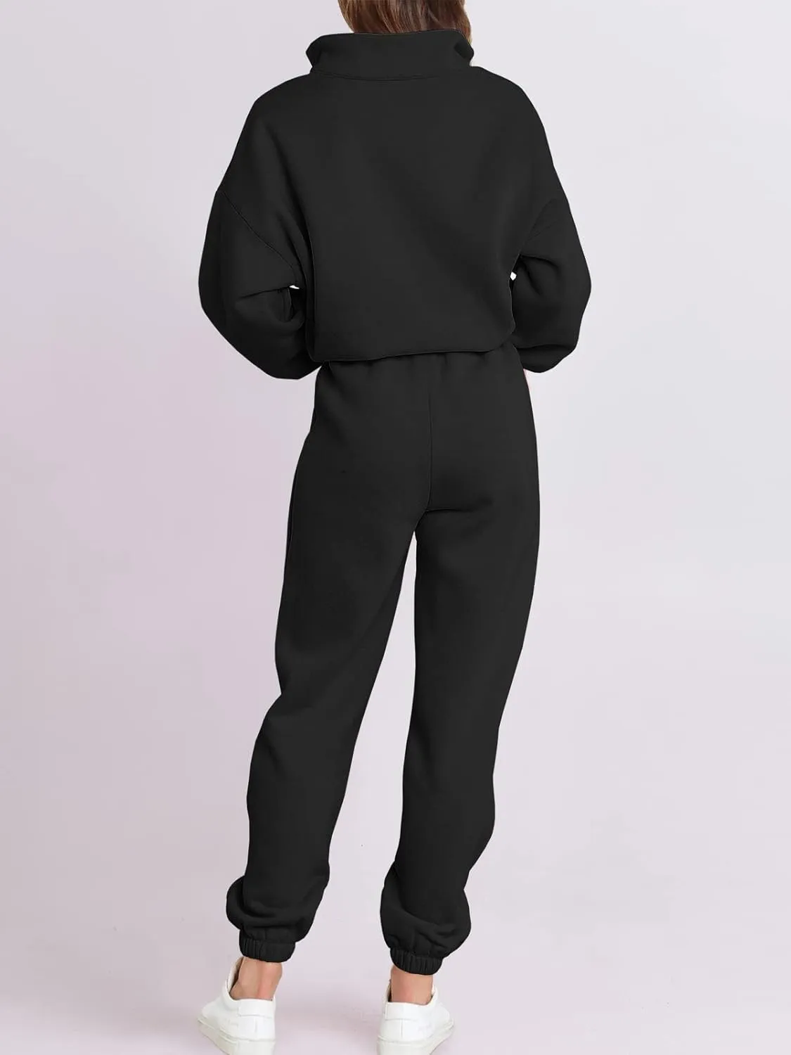 ANRABESS Women 2 Piece Outfits Sweatsuit Oversized Half Zip Sweatshirt Jogger Sweatpants Tracksuit Lounge Set 2024 Clothes