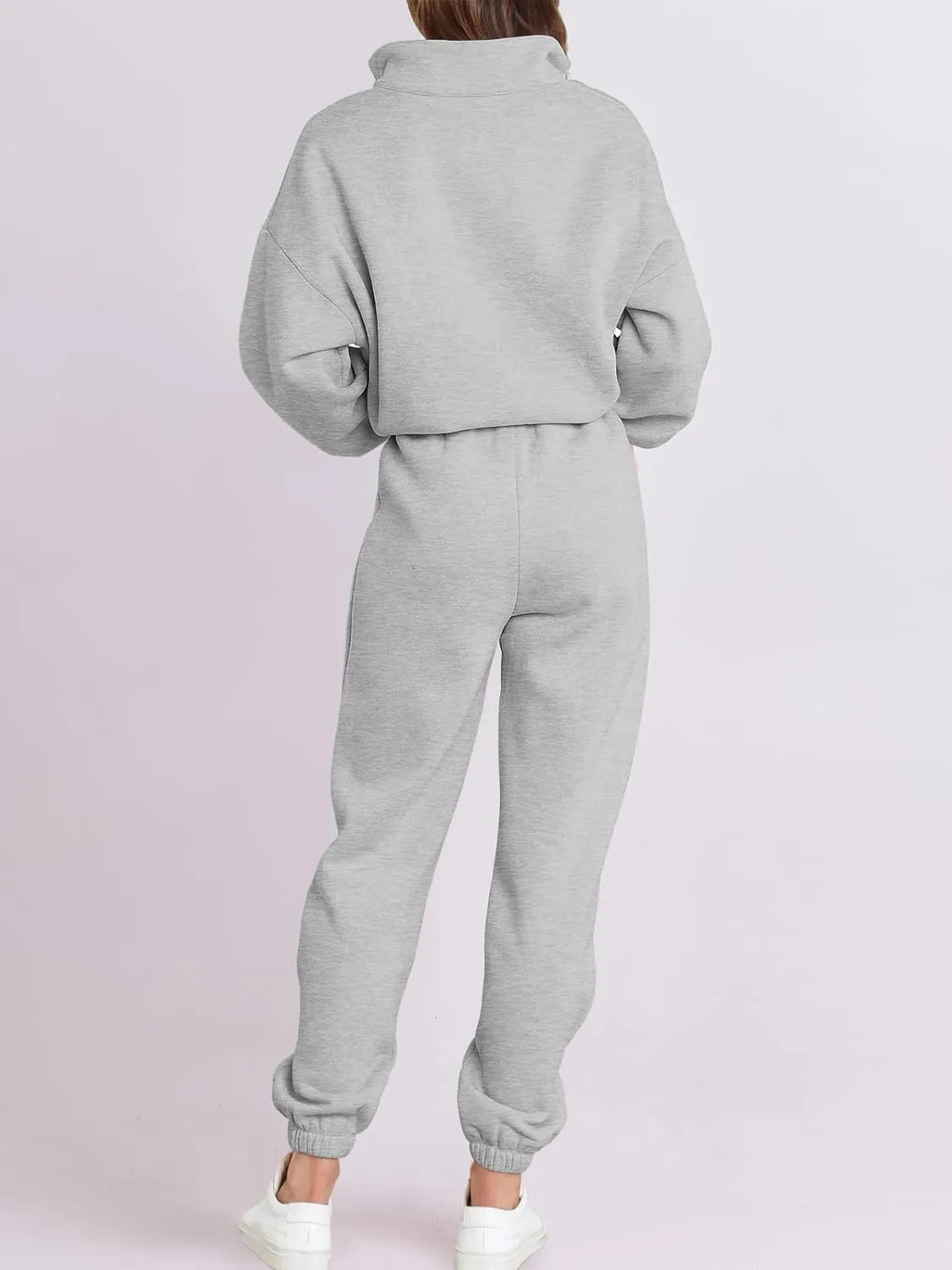 ANRABESS Women 2 Piece Outfits Sweatsuit Oversized Half Zip Sweatshirt Jogger Sweatpants Tracksuit Lounge Set 2025 Clothes