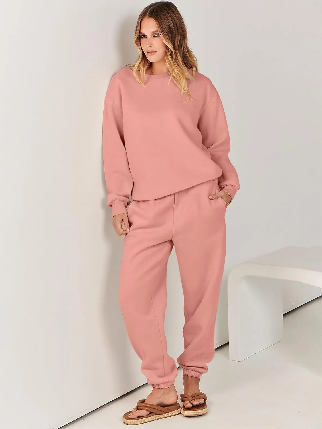 ANRABESS Women's Two Piece Outfits Lounge Set Long Sleeve Crewneck Sweatshirt Jogger Pants Tracksuit Sweatsuit 2024 Fall Sets