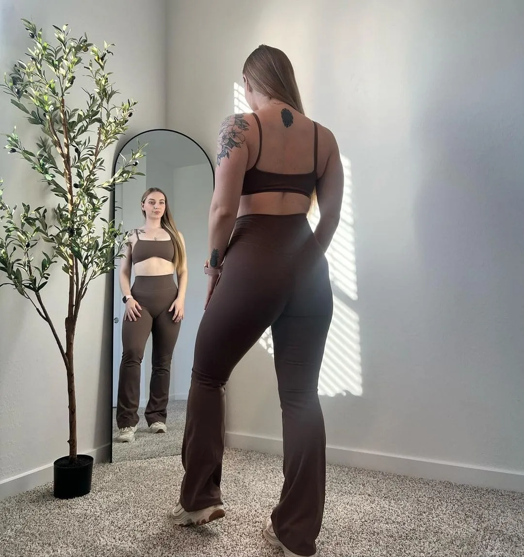 Aoxjox Flare Leggings for Women Trinity Tummy Control High Waisted Wide Leg Yoga Pants 29"/31"/33"