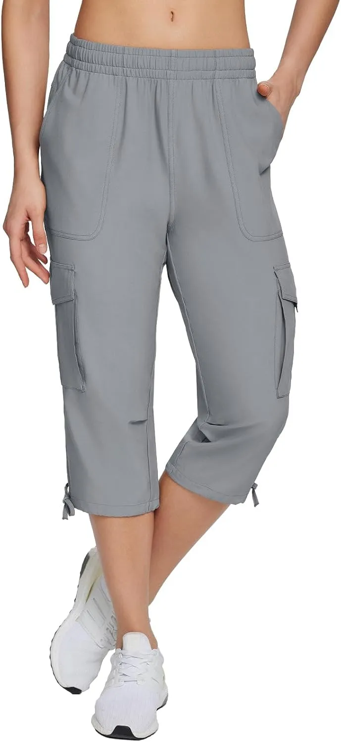 baleaf Women's 15" Cargo Capri Hiking Pants Quick Dry Lightweight Elastic Waist Outdoor Hiking Travel Casual with Pocket