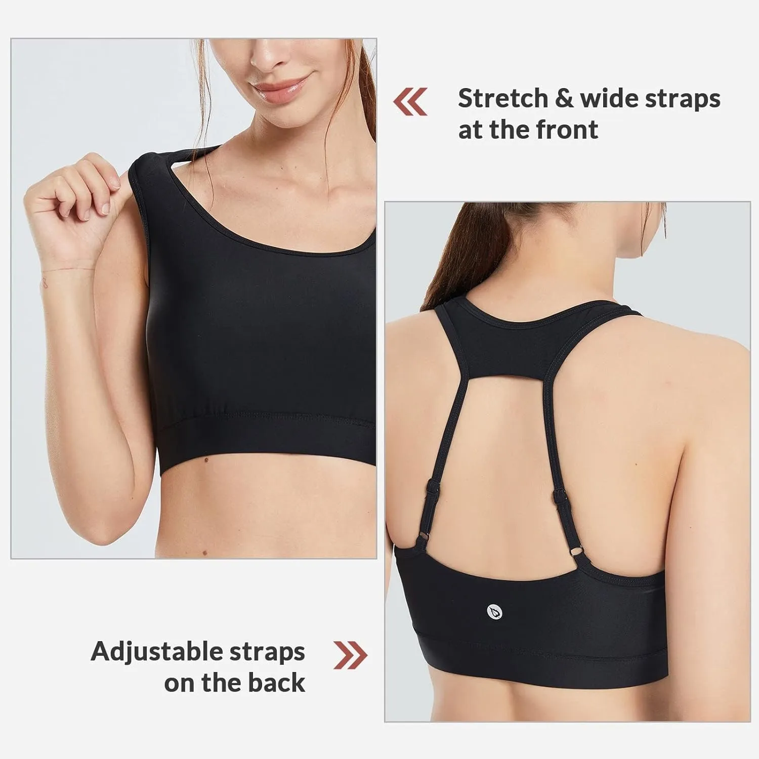 baleaf Women's UPF 50  Swim Bra Modest Bikini Top Quick Dry Workout Sport Bra Under Rash Guard