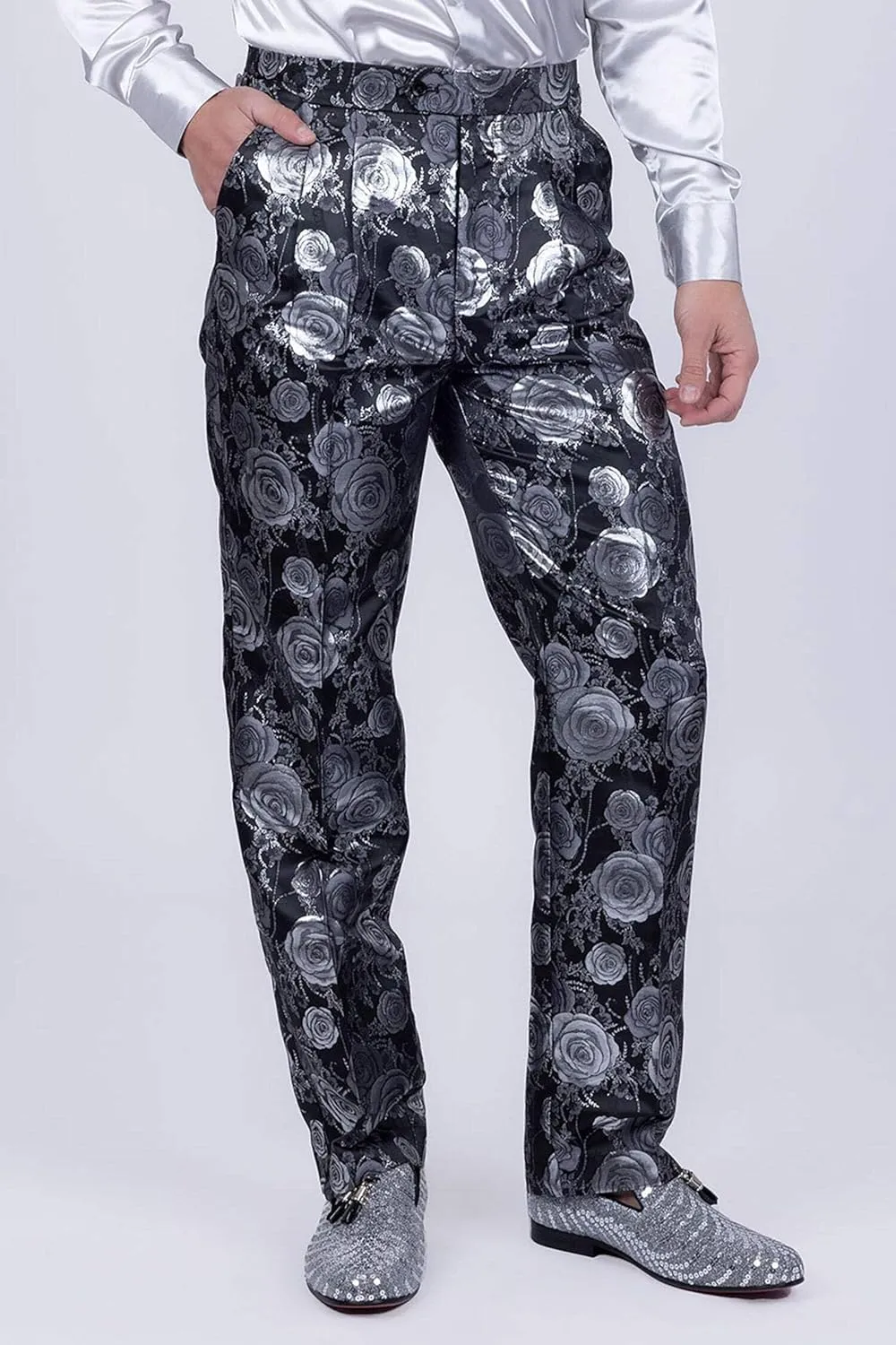 Barabas Men's Floral Slim Fit Chino Dress Pants 5CP02