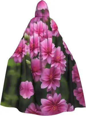 Beautiful pink flowers Prints Hooded Cloak for Halloween, Role-Playing, and Costume Parties
