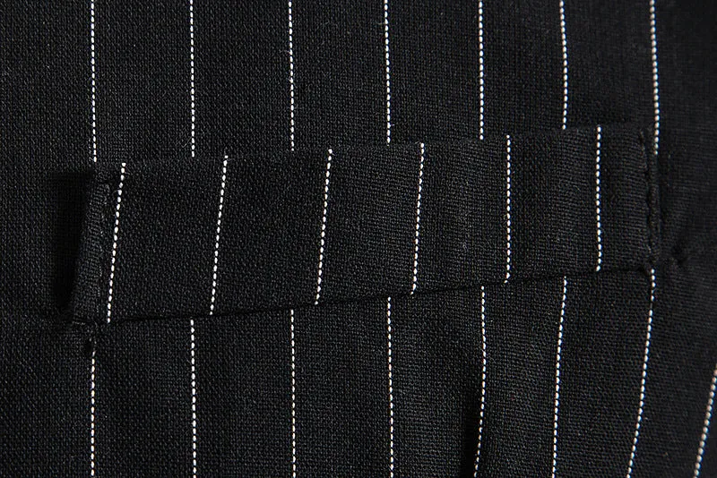 Black Men's Formal Striped Single Breasted Buttons Retro Vest