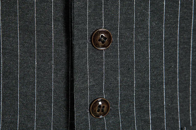 Black Men's Formal Striped Single Breasted Buttons Retro Vest