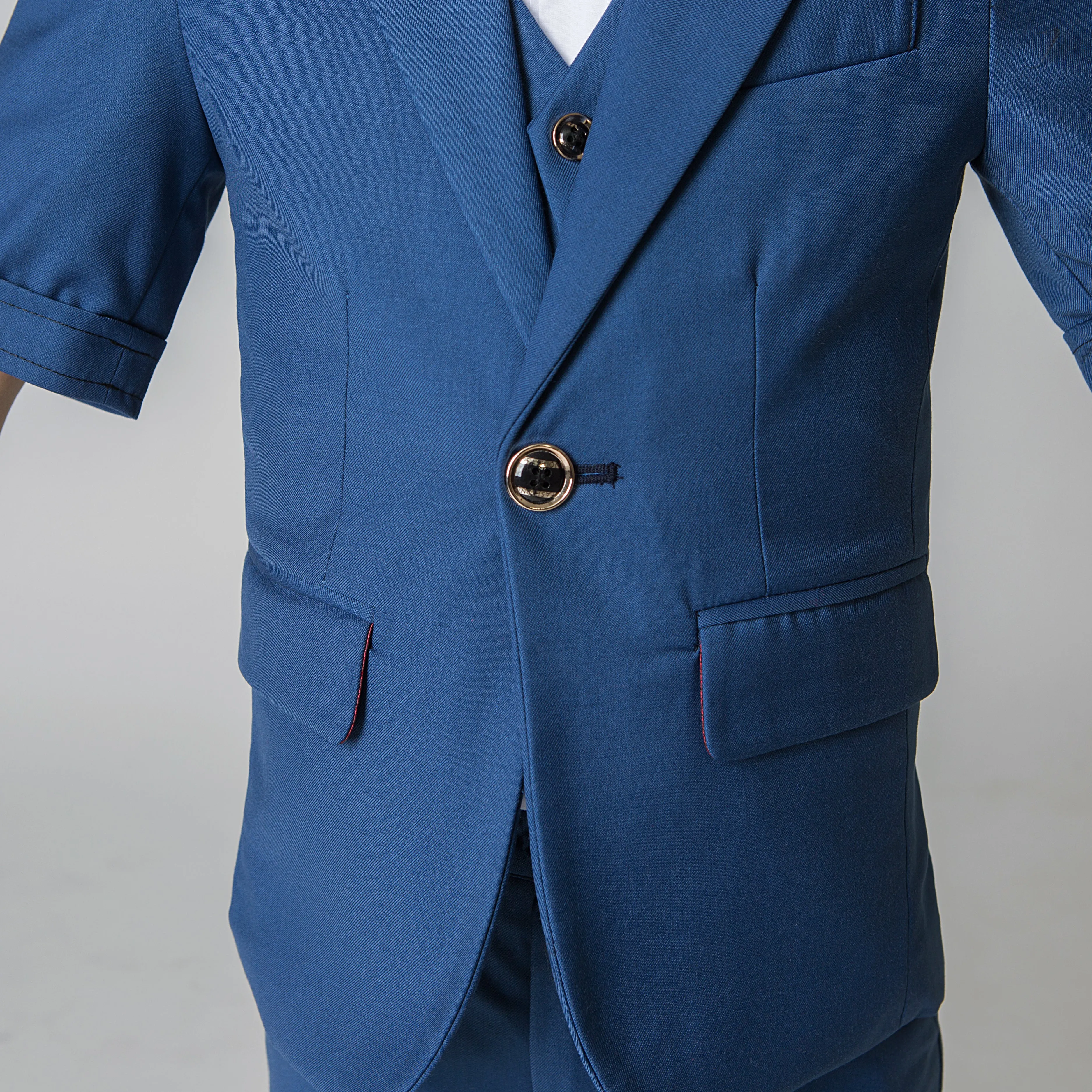 Blue Fit Formal Party Wedding 4 Piece Suit