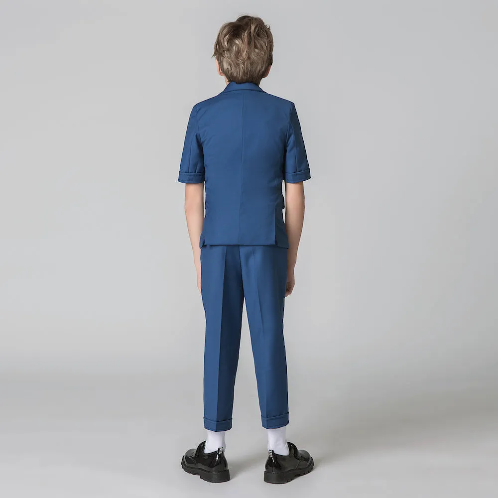 Blue Fit Formal Party Wedding 4 Piece Suit