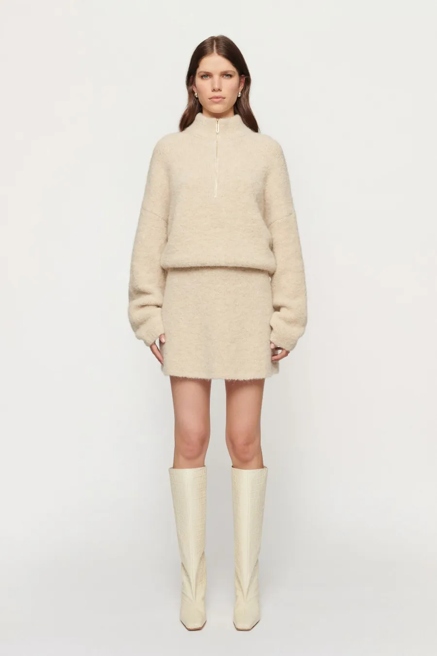 Boyd Boucle Half Zip Alabaster