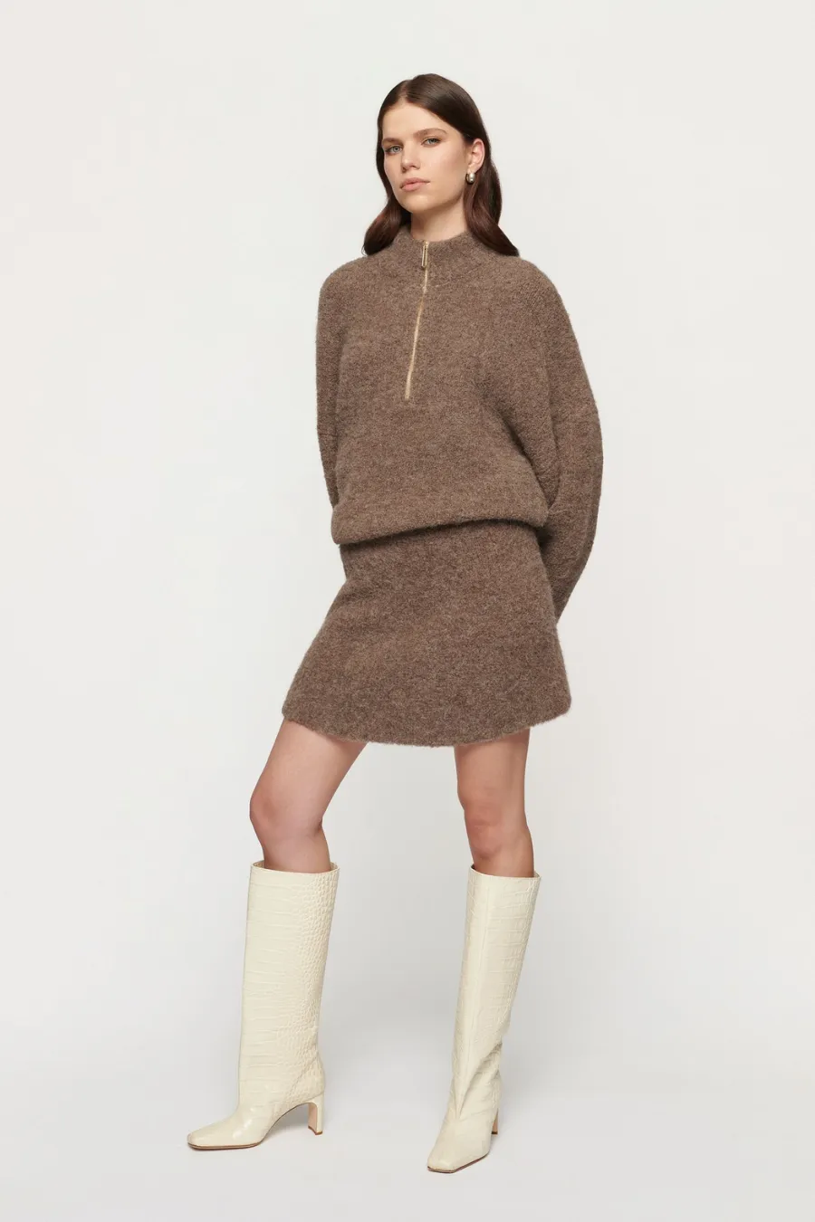 Boyd Boucle Half Zip Walnut