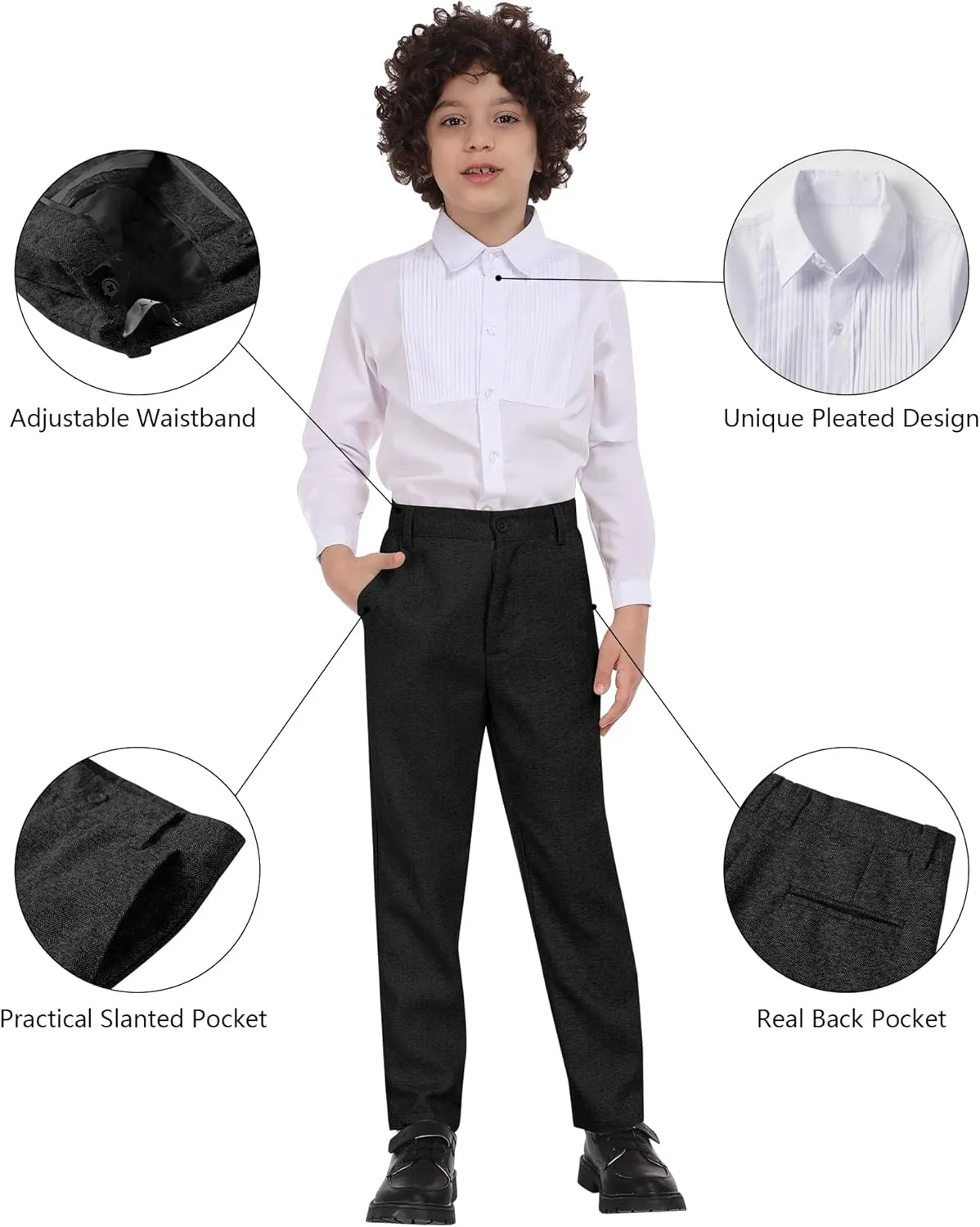 Boys Suit 6pcs Tweed Herringbone Suits for Kids Slim Fit Tuxedo Formal Jacket Wedding Shirt Blazer Vest Pants Set with Tie