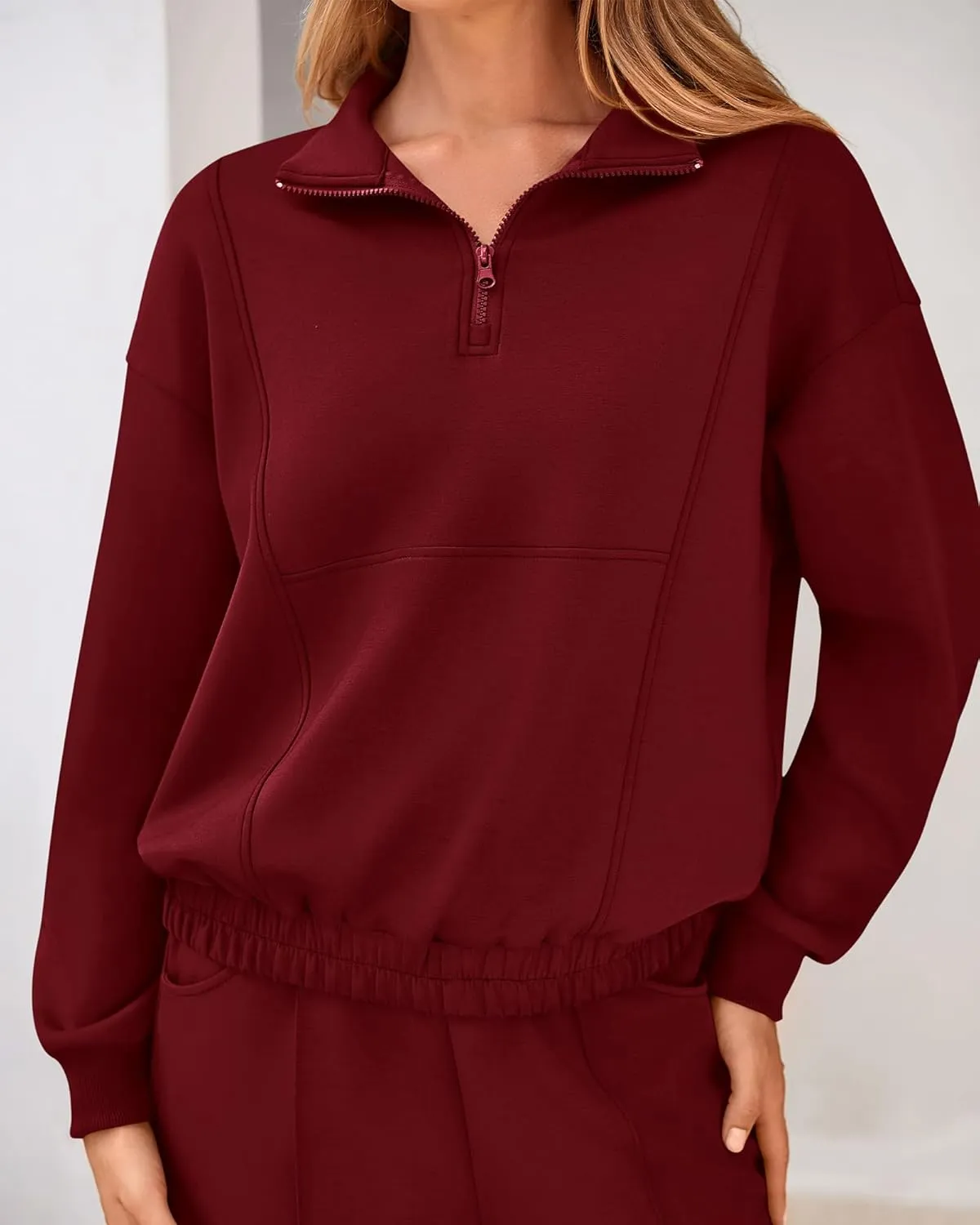 BTFBM Women 2024 Two Piece Tracksuits Sweatsuits Fall Winter Clothes Quarter Zip Sweatshirt Jogger Pants Y2K Lounge Sets