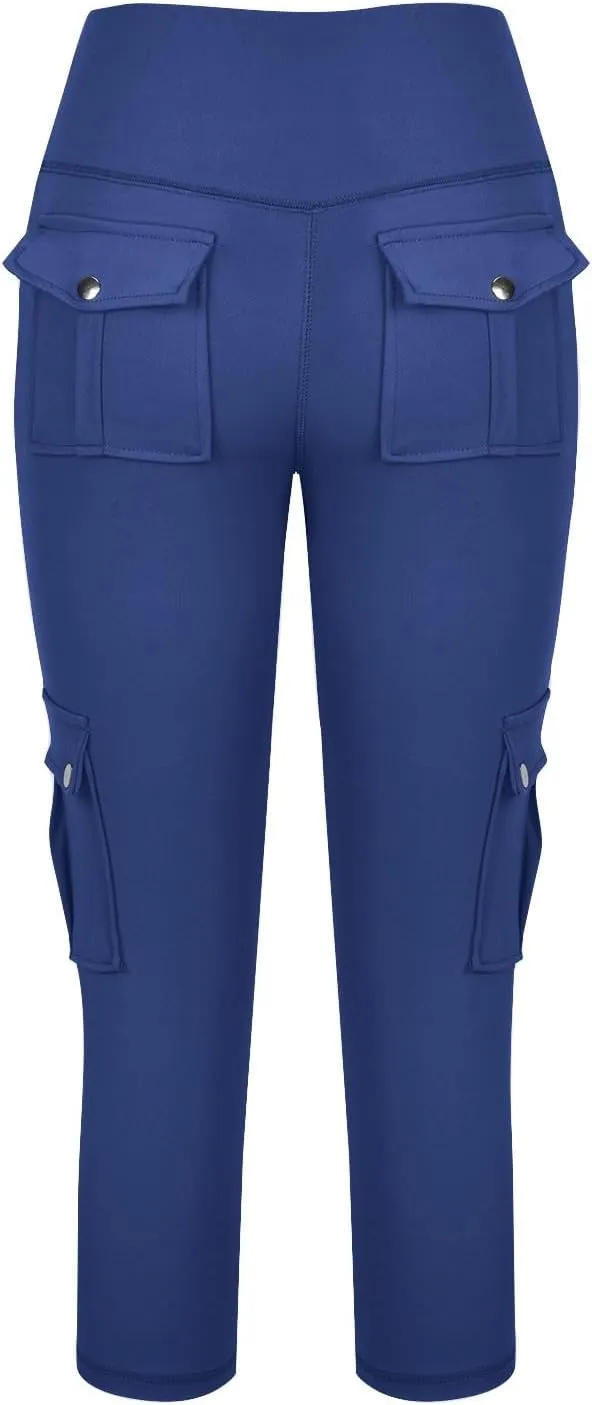 Capri Cargo Pants for Women with Pockets Summer Lightweight Workout High Waisted Yoga Pants for Women