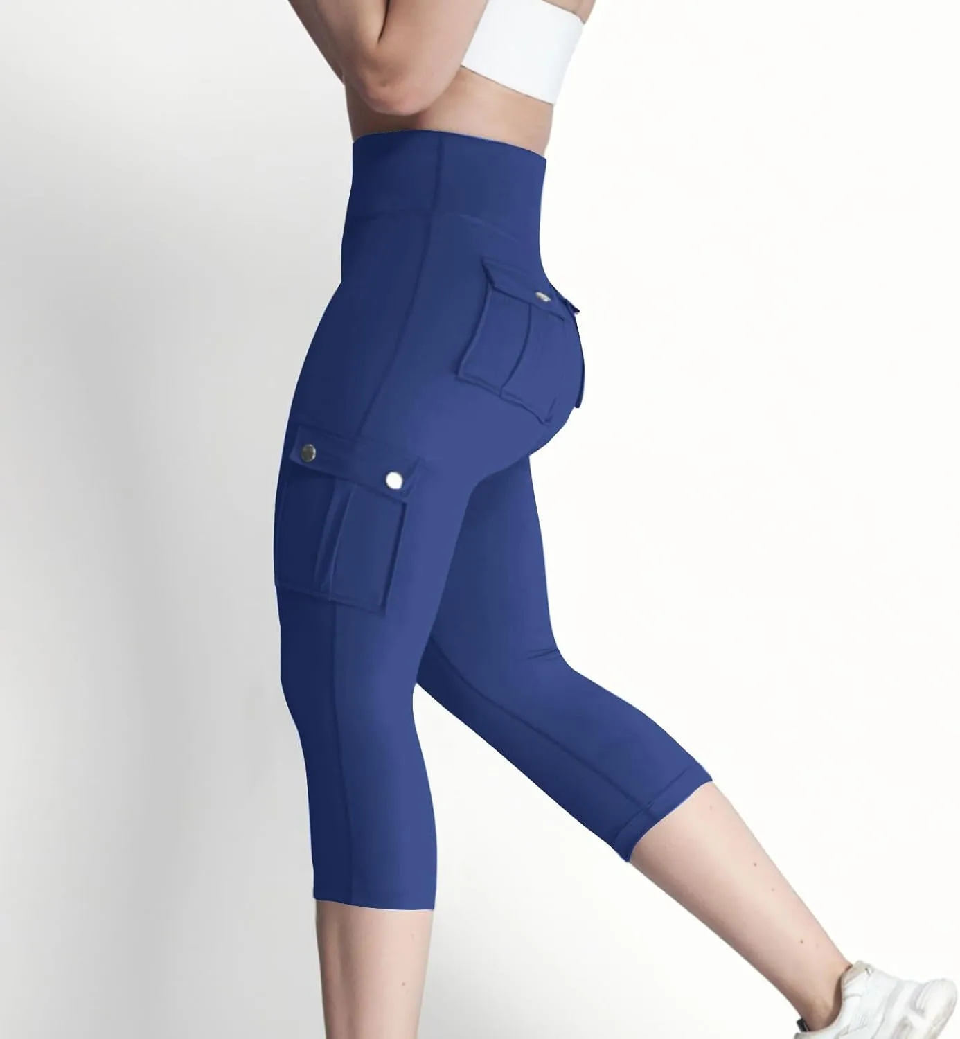 Capri Cargo Pants for Women with Pockets Summer Lightweight Workout High Waisted Yoga Pants for Women