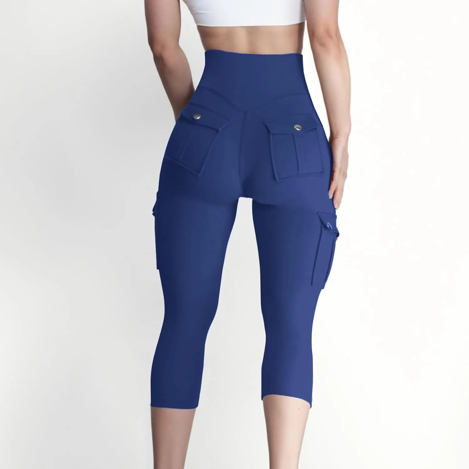 Capri Cargo Pants for Women with Pockets Summer Lightweight Workout High Waisted Yoga Pants for Women