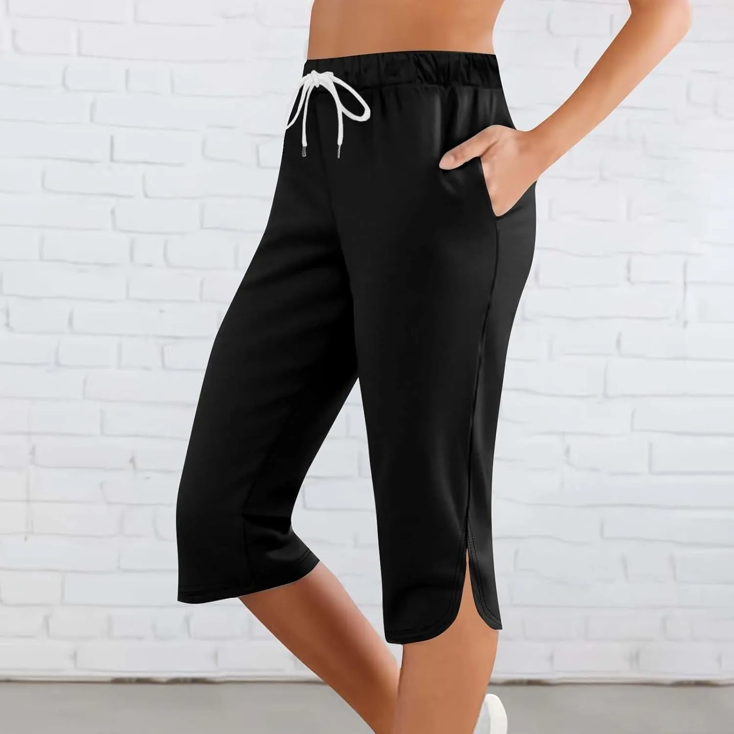 Capri Leggings for Women Knee Length Petite 2025 Summer High Waisted Athletic Workout Yoga Pants with Pockets