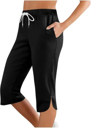 Capri Leggings for Women Knee Length Petite 2025 Summer High Waisted Athletic Workout Yoga Pants with Pockets