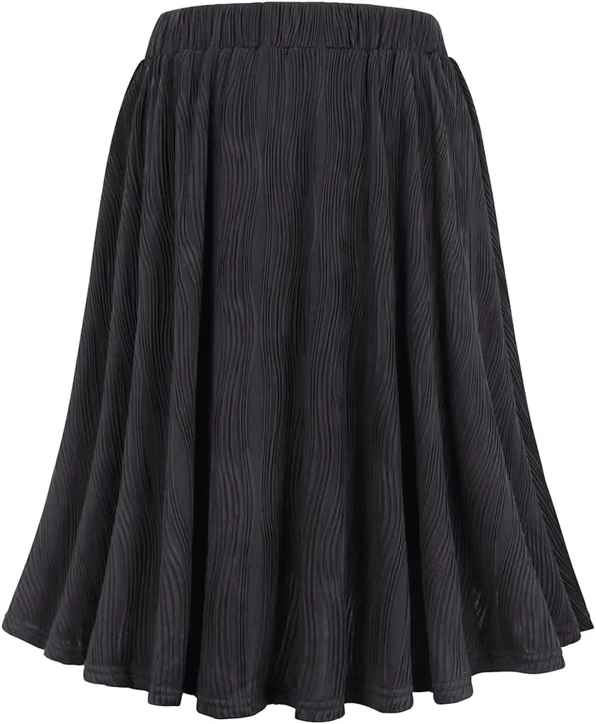 CARCOS Plus Size Midi/Mini Skirks for Women Solid/Star/Striped A Line Flowy High Waist Skirt XL-5XL