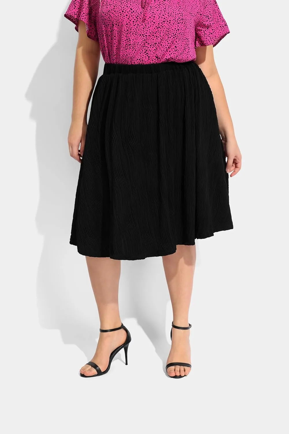 CARCOS Plus Size Midi/Mini Skirks for Women Solid/Star/Striped A Line Flowy High Waist Skirt XL-5XL