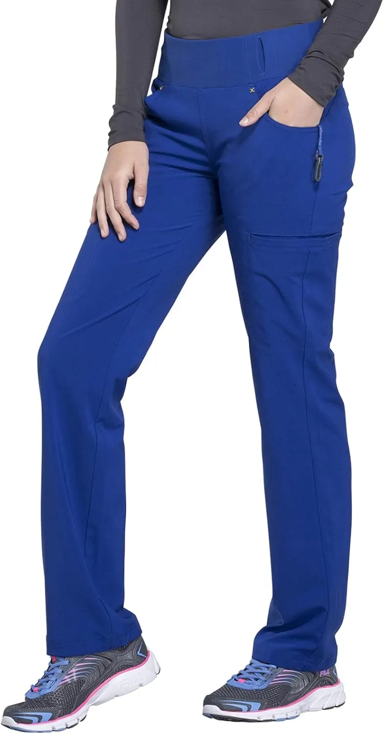 Cherokee Scrubs for Women Mid Rise Straight Leg Scrub Pants For Women Pull-on Bottoms with 6 Pockets & 360 Stretch - CK002
