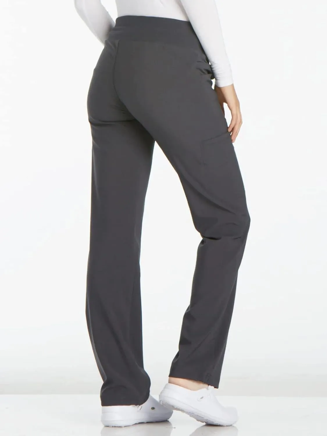 Cherokee Scrubs for Women Mid Rise Straight Leg Scrub Pants For Women Pull-on Bottoms with 6 Pockets & 360 Stretch - CK002