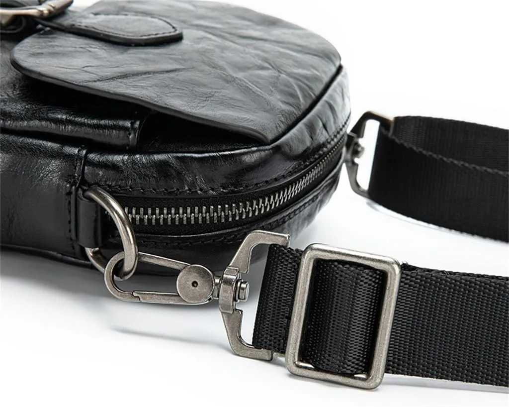 Classic Fashion Men Oblique Span Baotou Layer Cowhide Shoulder Men Vintage Old Leather Casual Texture