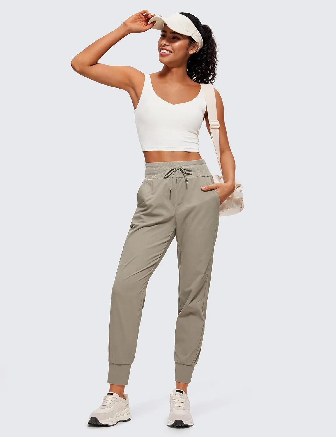 CRZ YOGA Athletic High Waisted Joggers for Women 27.5" - Lightweight Workout Travel Casual Outdoor Hiking Pants with Pockets