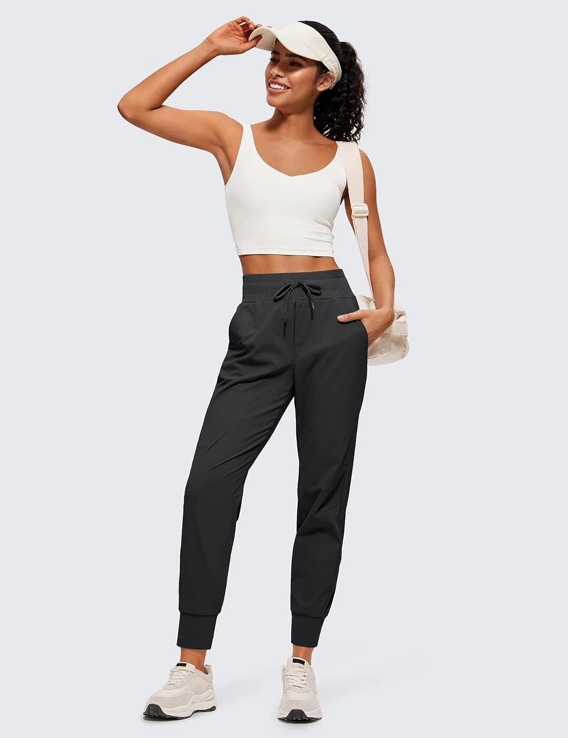 CRZ YOGA Athletic High Waisted Joggers for Women 27.5" - Lightweight Workout Travel Casual Outdoor Hiking Pants with Pockets