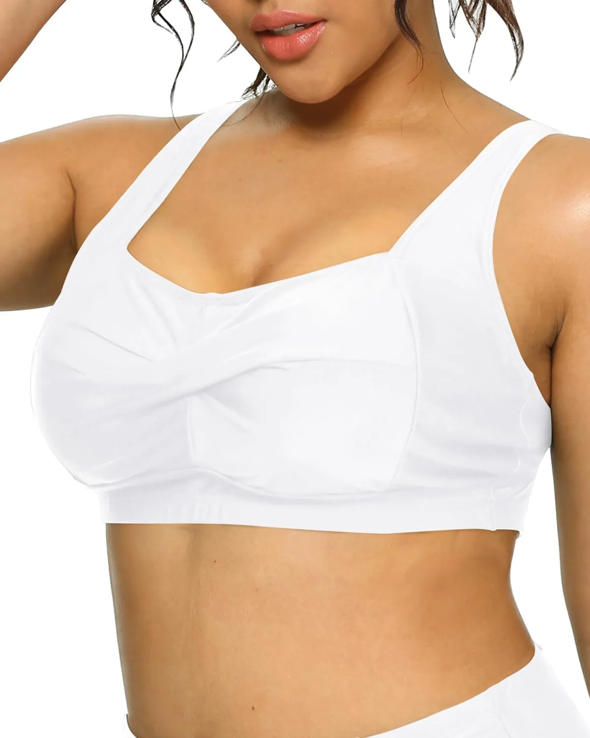 Daci Women Plus Size Push up Bikini Top Only Full Coverage Swimsuit Tops Twist Front Bathing Suit Bra for Large Bust