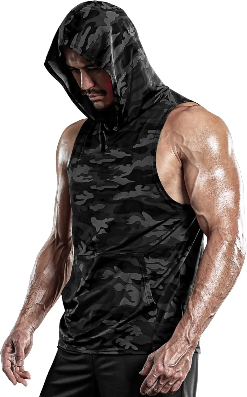 DRSKIN 2 or 1 Pack Men's Hooded Tank Tops Bodybuilding Muscle Cut Off T Shirt Sleeveless Gym Training Hoodies Workout Dry