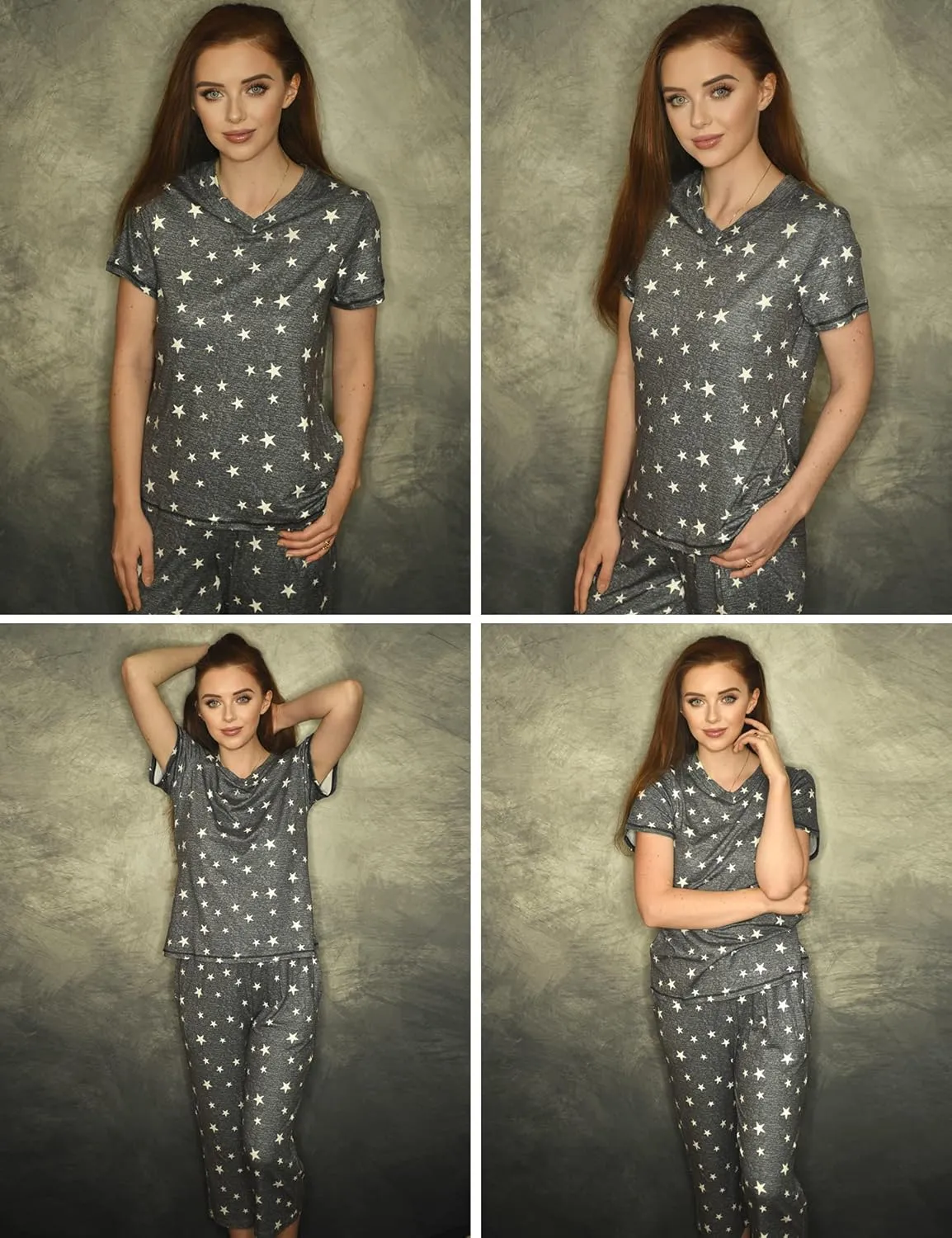 Ekouaer 2 Pack Women's Pajama Sets Short Sleeve Two-Piece Pjs V Neck Tops & Capri Pants Printed Lounge Sets S-3XL